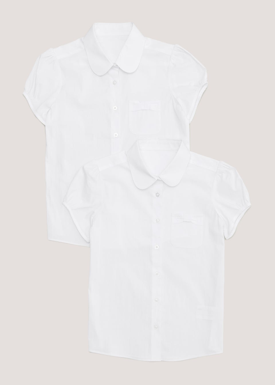 Girls 2 Pack White Stretch School Blouses (3-13yrs)
