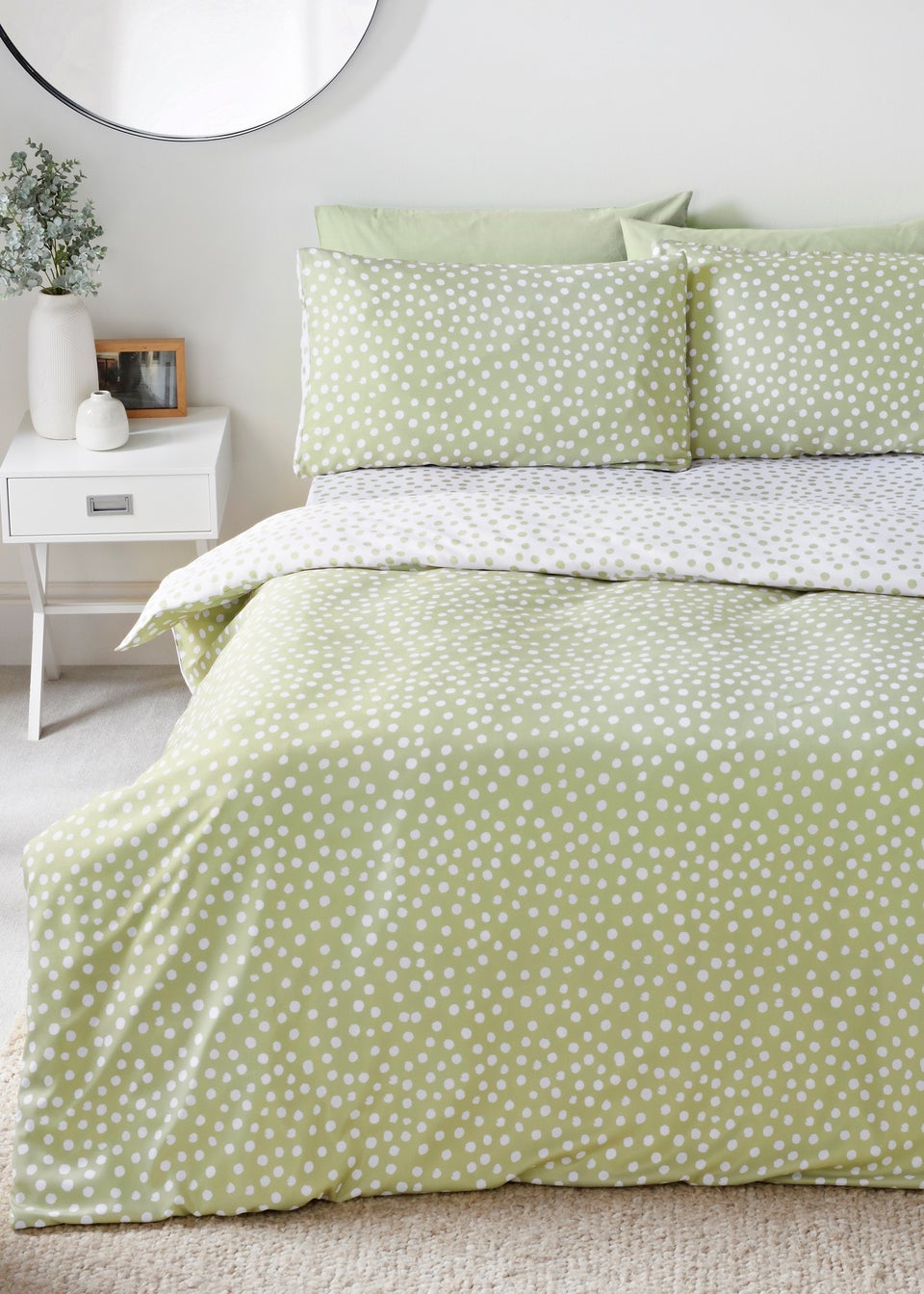 Green Spot Print Duvet Set
