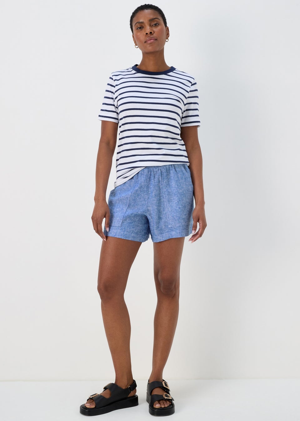 Blue Linen Shorts