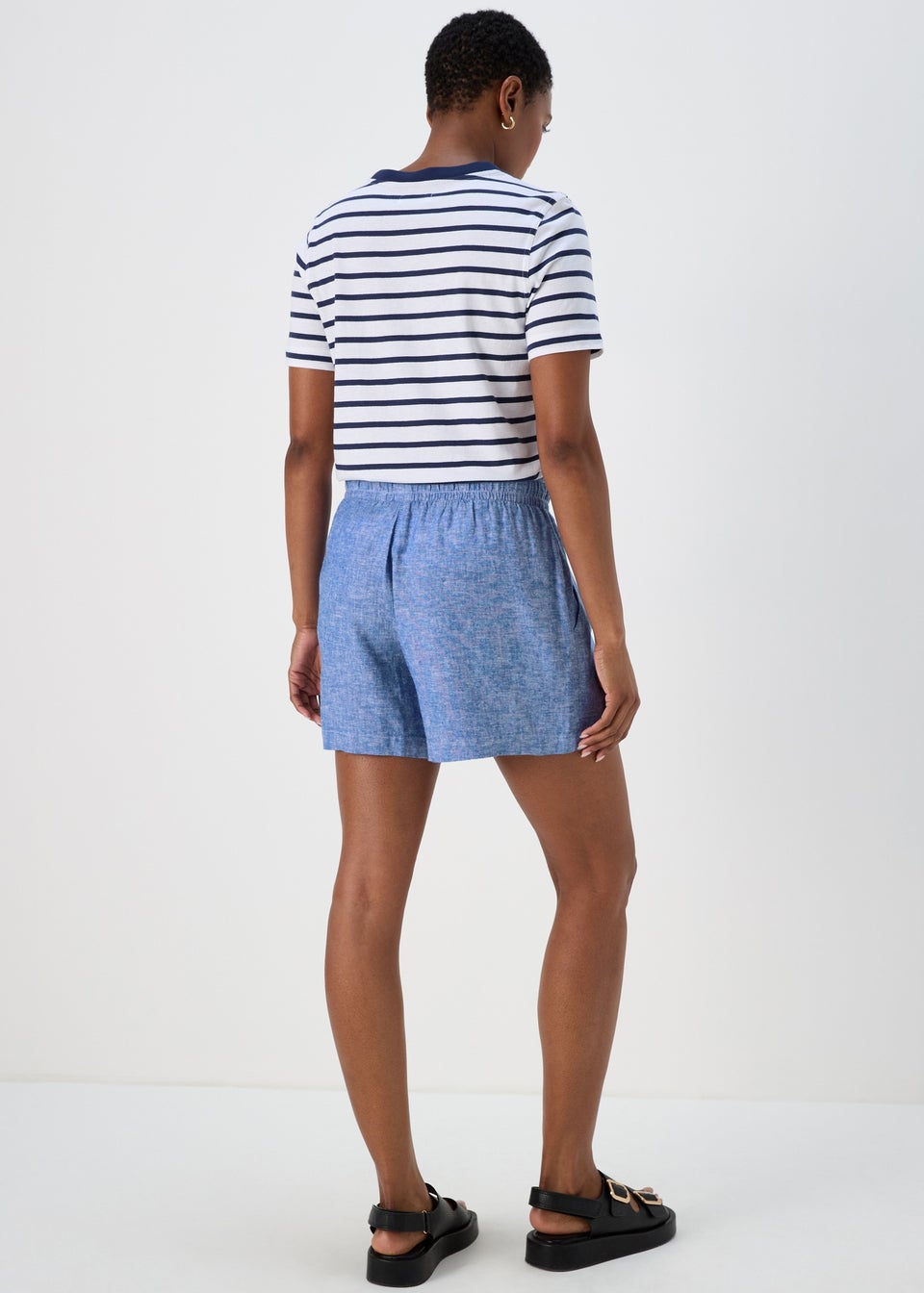 Blue Linen Shorts