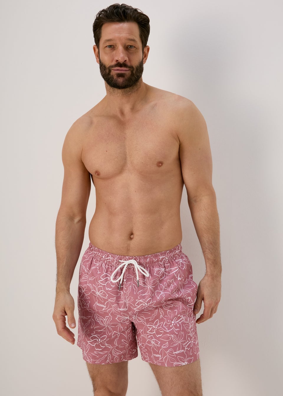 Pink Floral Print Swim Shorts