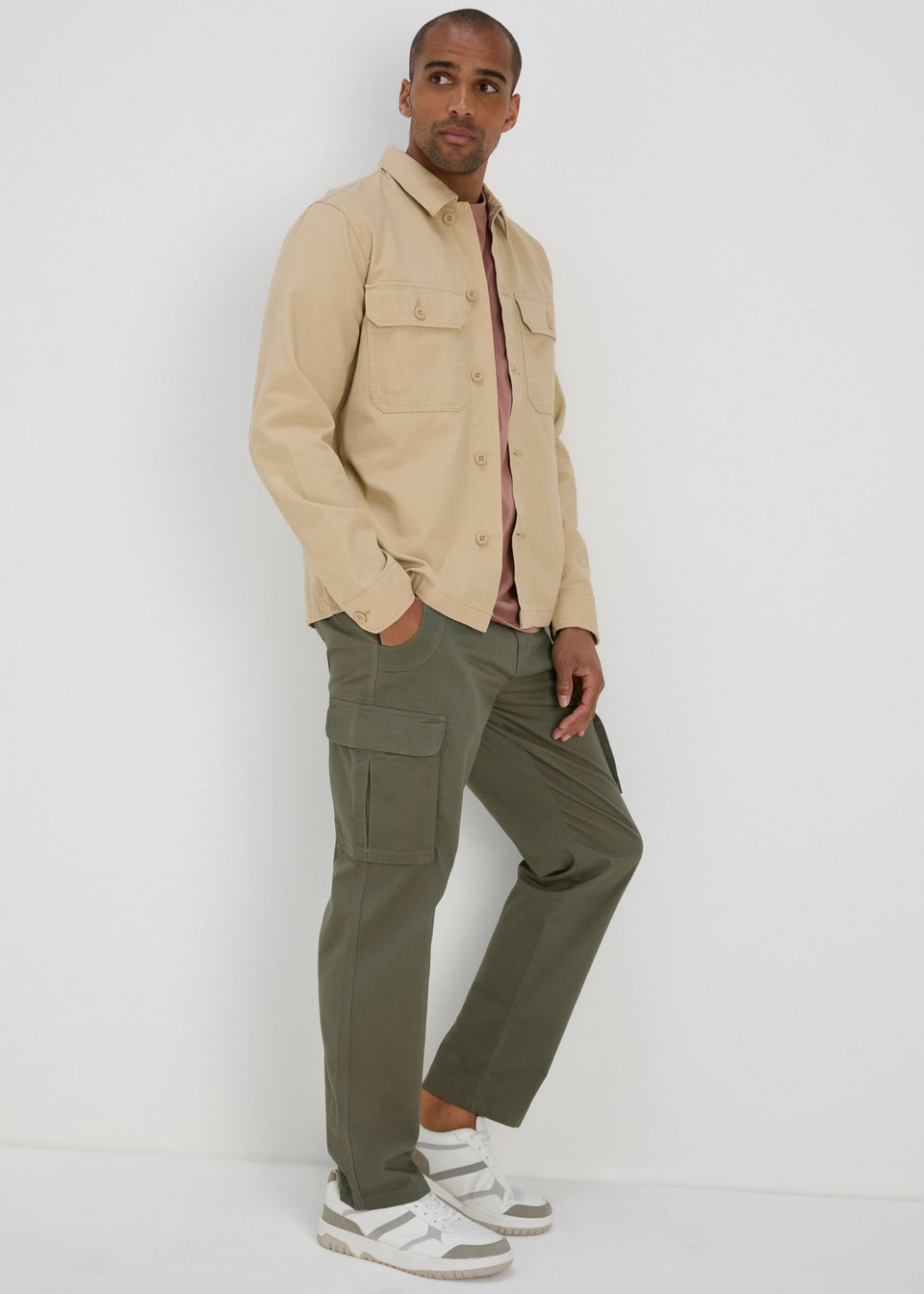 Khaki Slim Fit Cargo Trousers