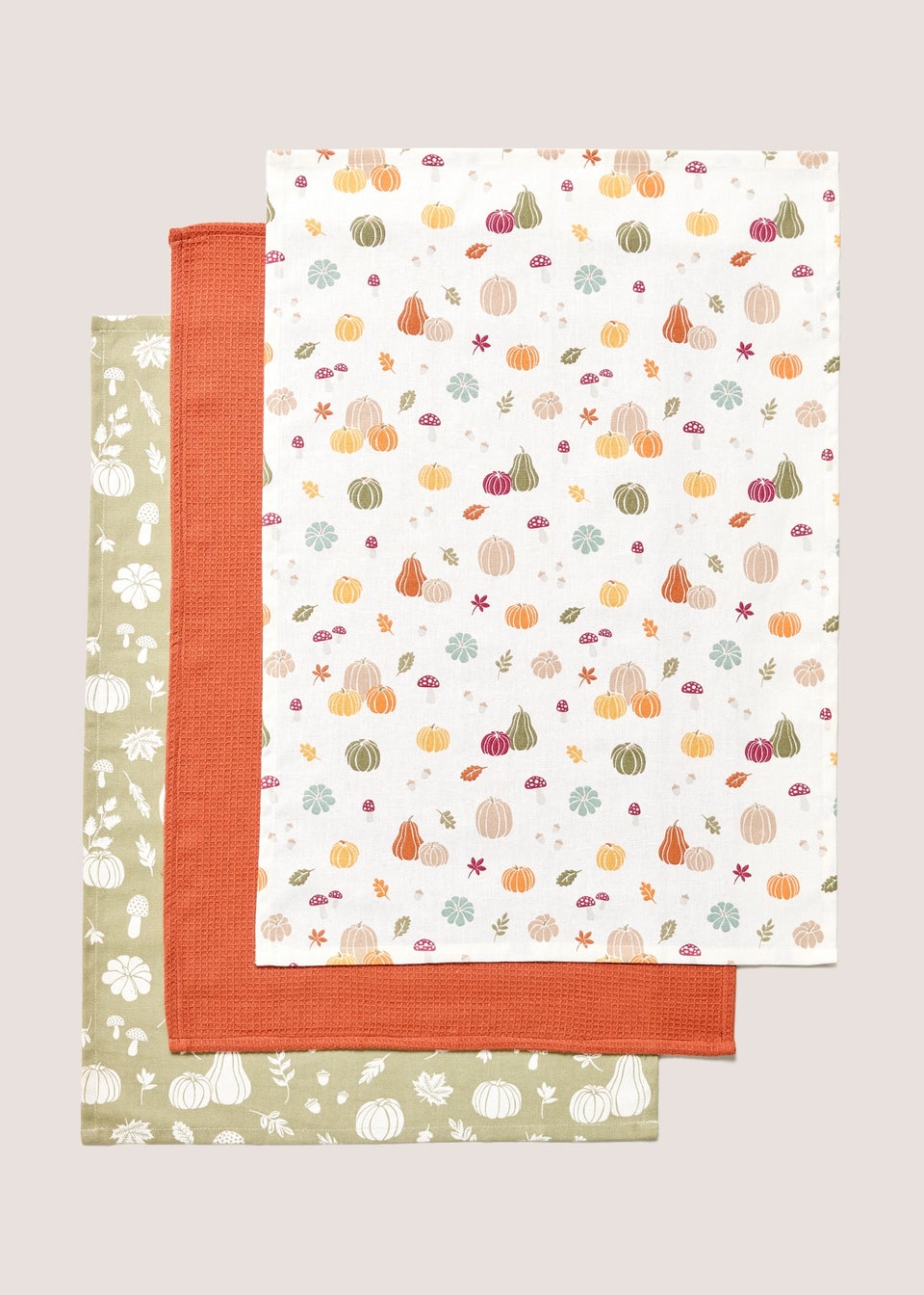 3 Pack Autumn Pumpkin Tea Towels (60cmx45cm)