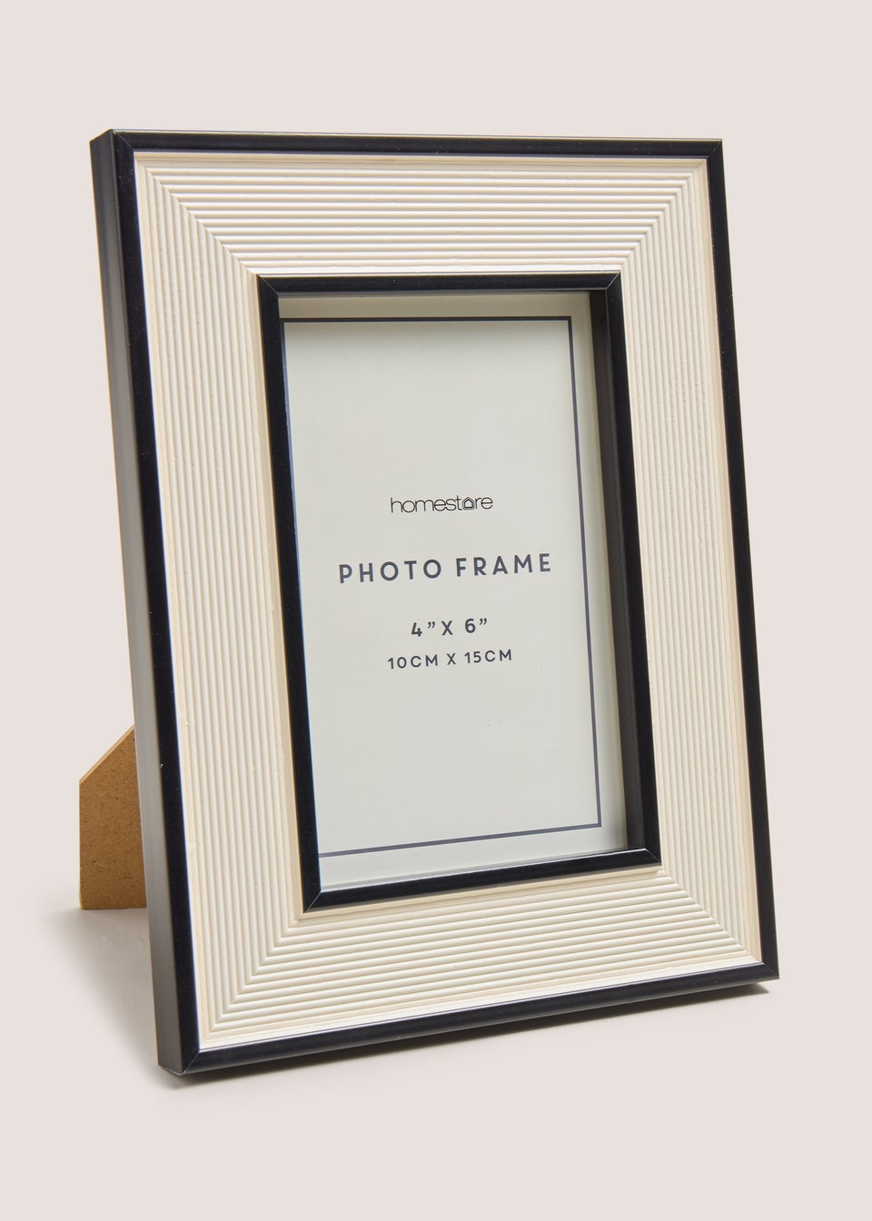 Cream & Black Ribbed Frame (6cmx4cm)