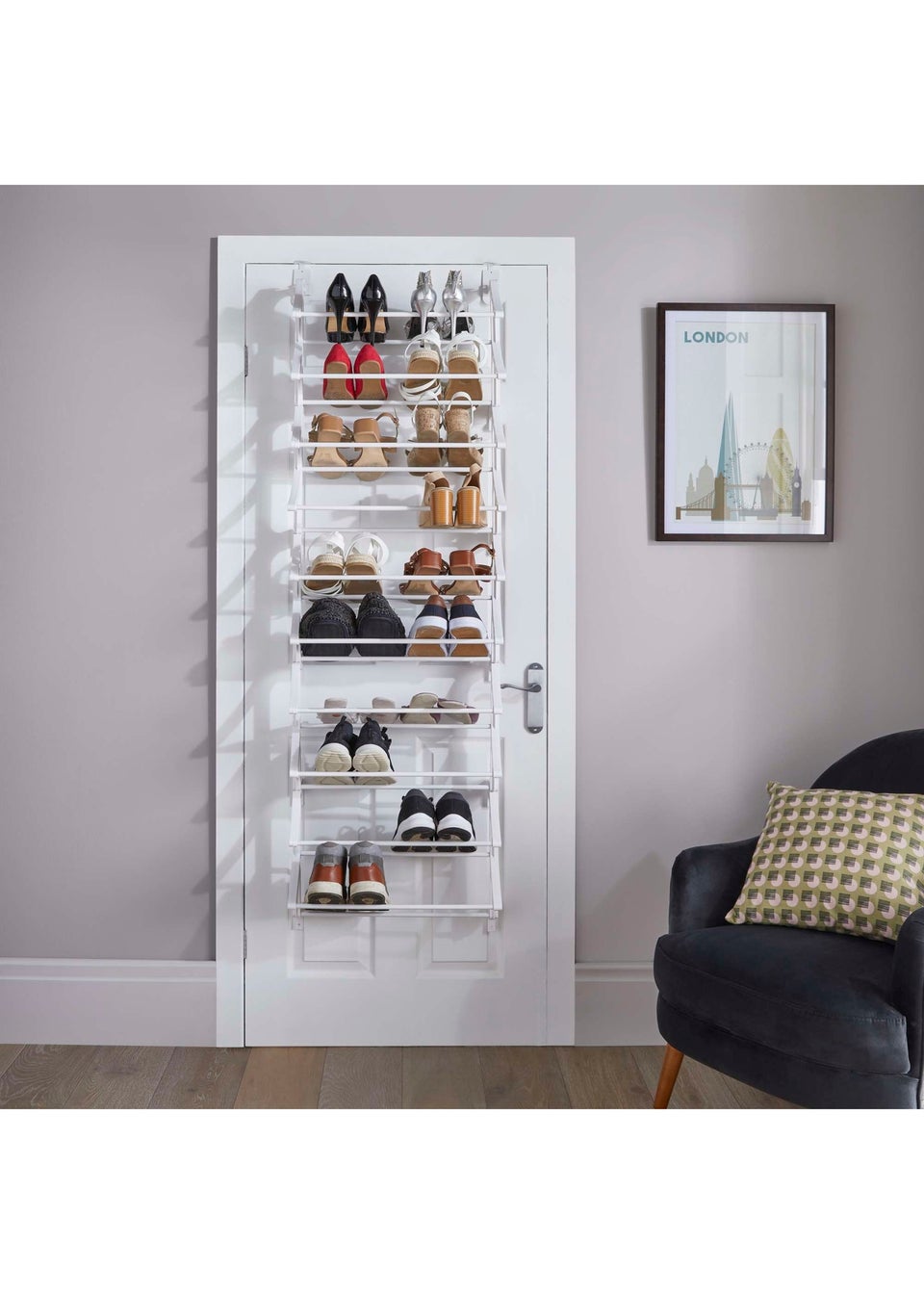 Lloyd Pascal White Over Door Shoe Rack