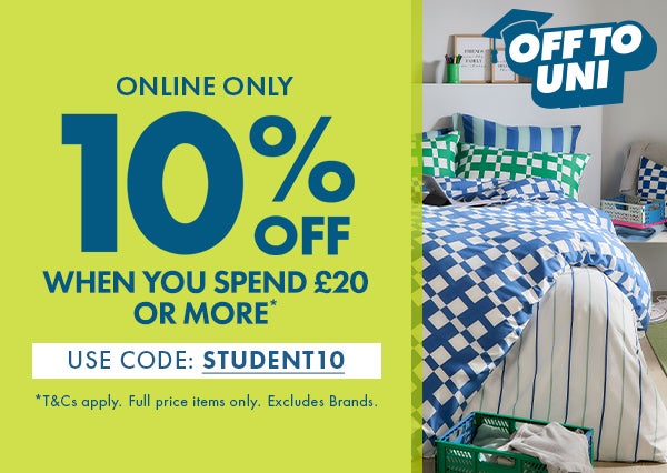 10% off when you spend £20 or more with code: student10
